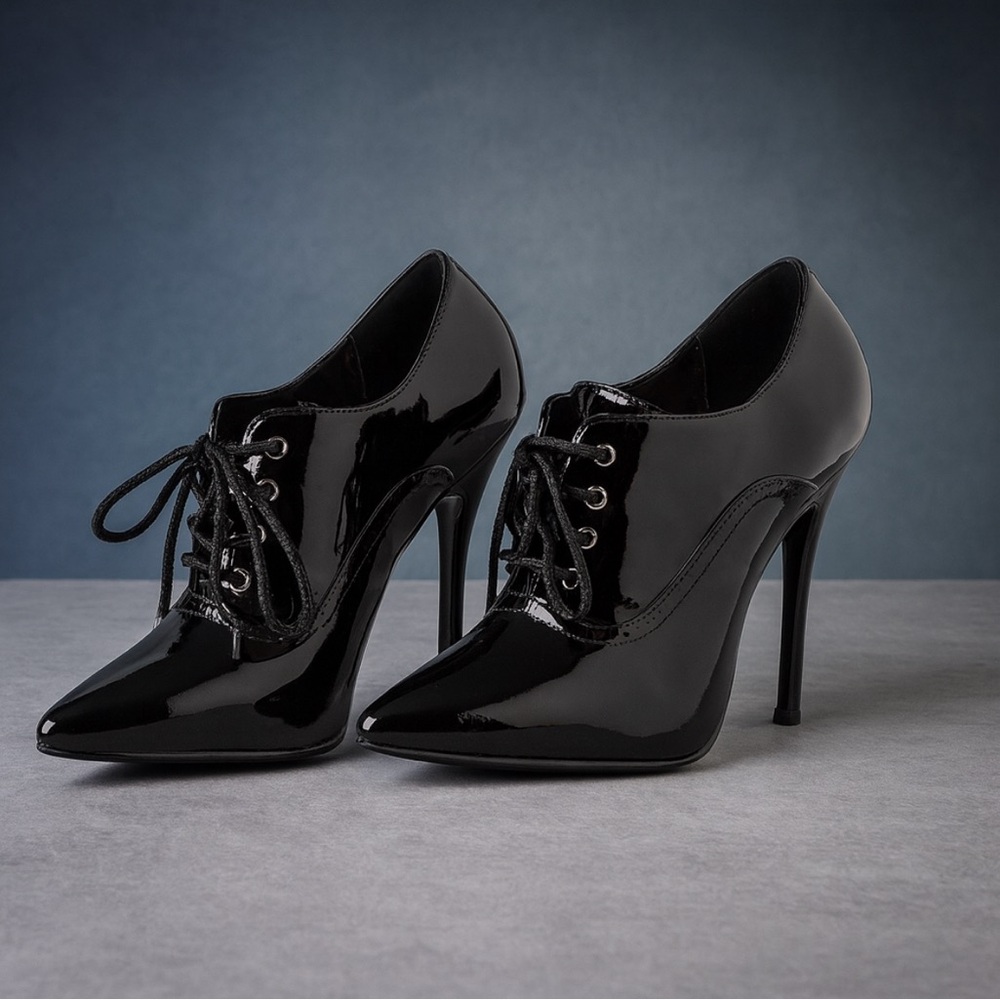 Elegant Black Patent Leather Women's Heels pleaser shoes